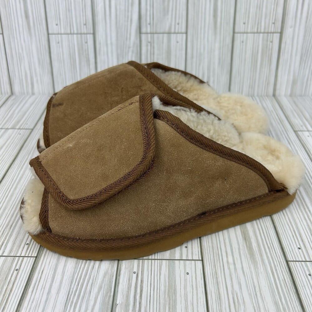 Vermont Country Store Slippers Sherpa Shearling Sheep Skin Adjustable MSRP $85